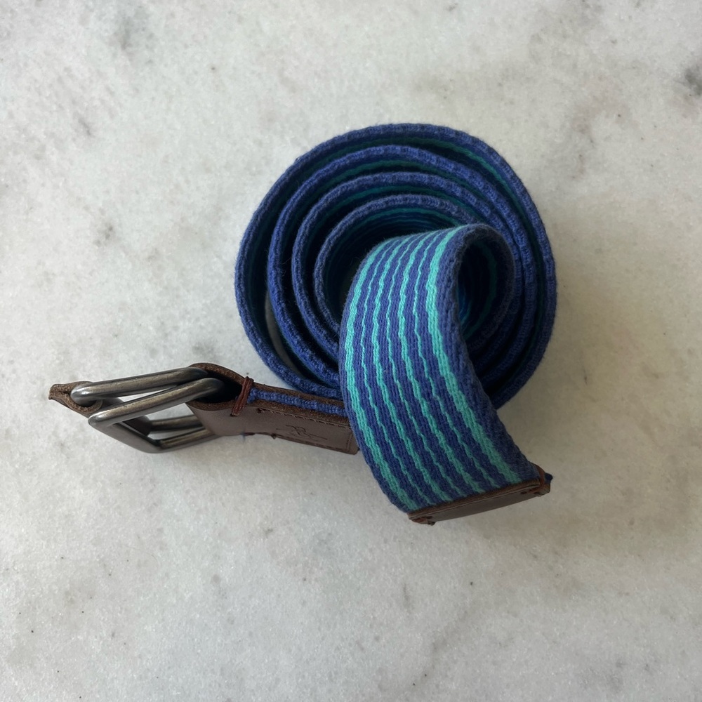 The Original Penguin blue and turquoise stripe with a brown leather tab Sz39"